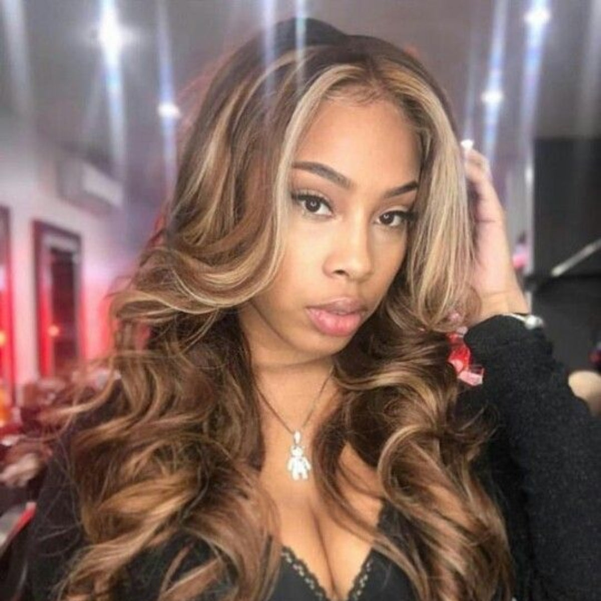 Ronashow Ombre 4/27 Highlight Body Wave 13*4 Lace Frontal Wig