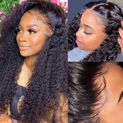 Ronashow Human Hair 13*4 Lace Frontal Wig Deep Wave Natural Color Wig