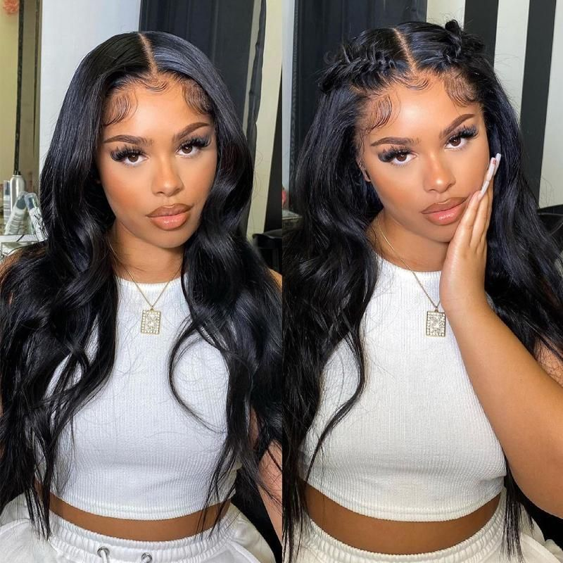 Ronashow 13*4 Lace Frontal Wig Body Wave Natural Color Lace Wig