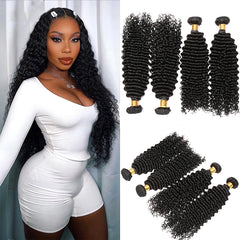 Deep Curly Natural Color Remy Human Hair 4 Bundles