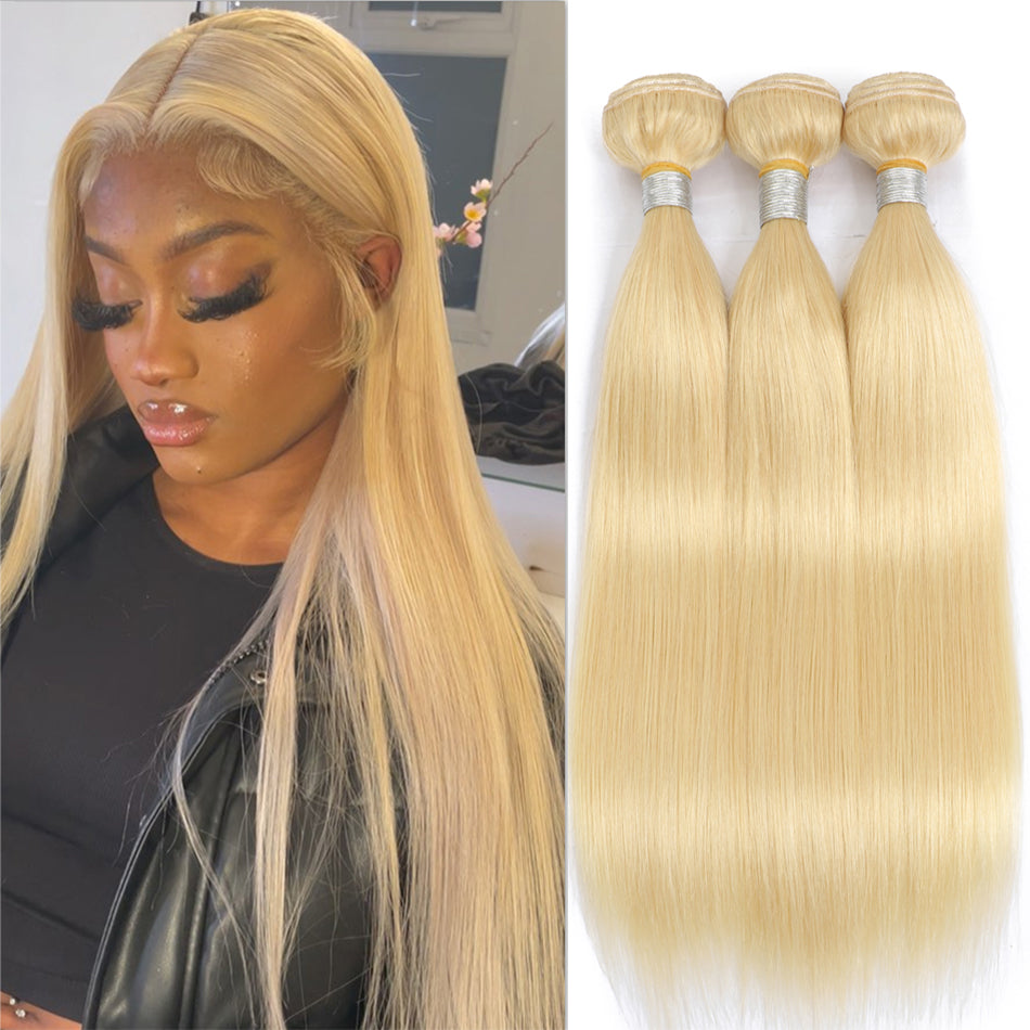 3Pcs 613 Blonde Straight Human Hair Bundles