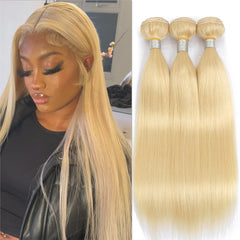 3Pcs 613 Blonde Straight Human Hair Bundles