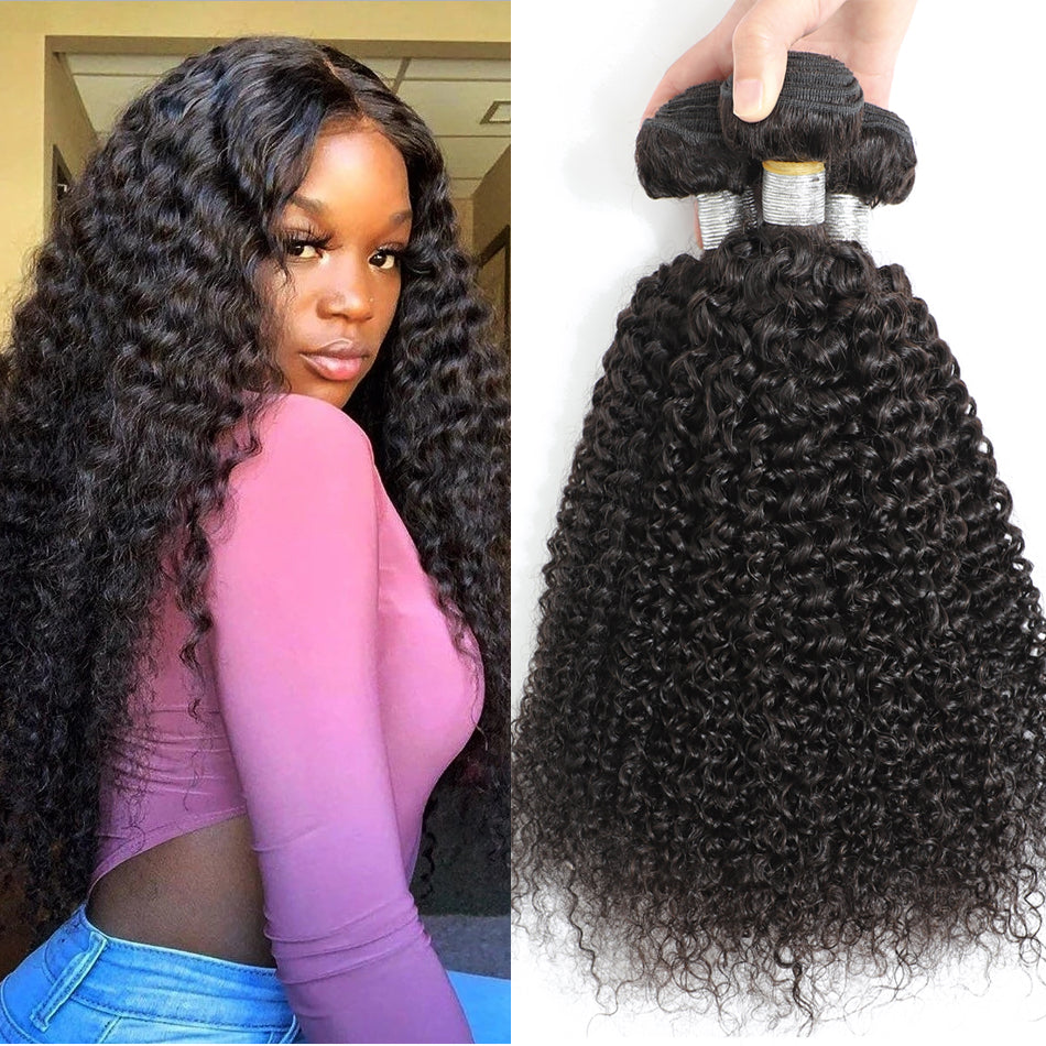 Kinky Curly Remy Human Hair Extensions 3 Bundles