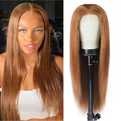 Ronashow Medium Auburn Color 30  Straight 13*4 Lace Frontal Wig