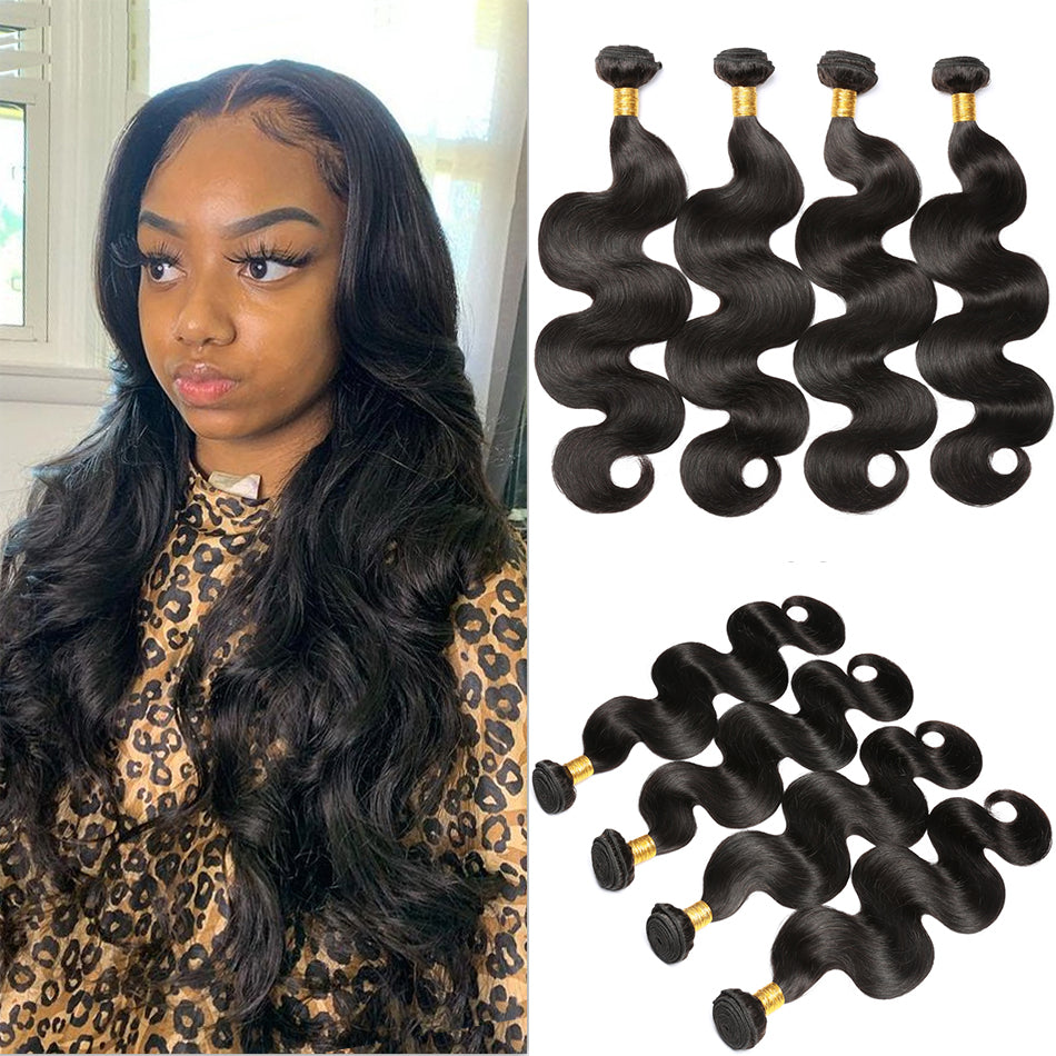 Body Wave Natural Color Remy Human Hair 4 Bundles