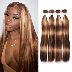 Highlight 4/27 Color Straight Human Hair 4 Bundles