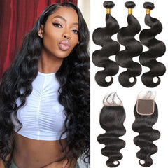 3Pcs Bundles With 4*4  Lace Closure Body Wave