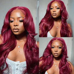 Ronashow 99J Burgundy Body Wave 13*4 Lace Frontal Wig