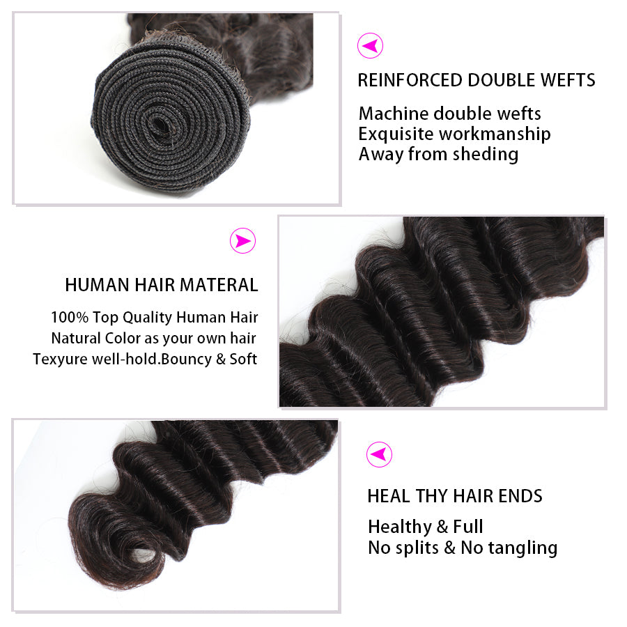 Loose Deep Wave Remy Human Hair Extensions 3 Bundles