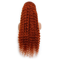 Ronashow Ginger Orange Deep Wave 13*4 Lace Frontal Human Hair Wig