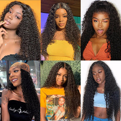 Kinky Curly Natural Color Remy Human Hair 4 Bundles With 4*4 Lace Closure