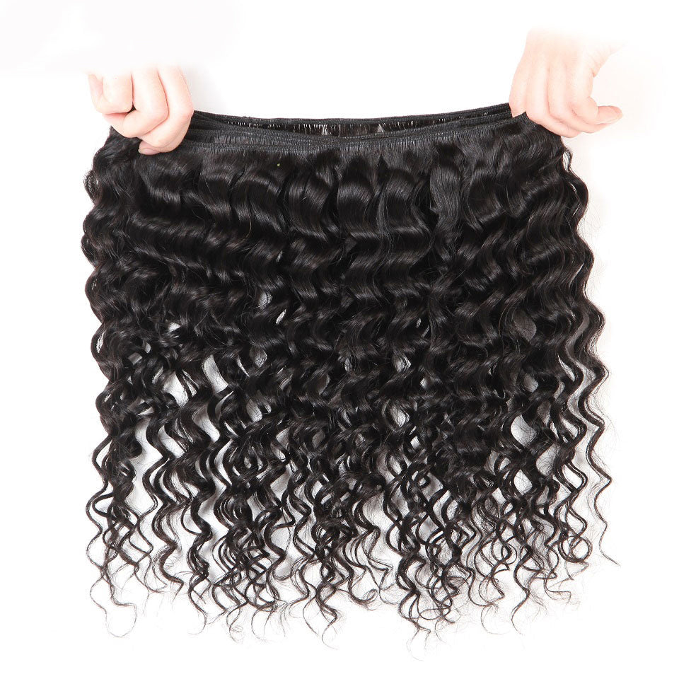 Deep Wave Remy Human Hair 4 Bundles With 4*4 Lace Closure