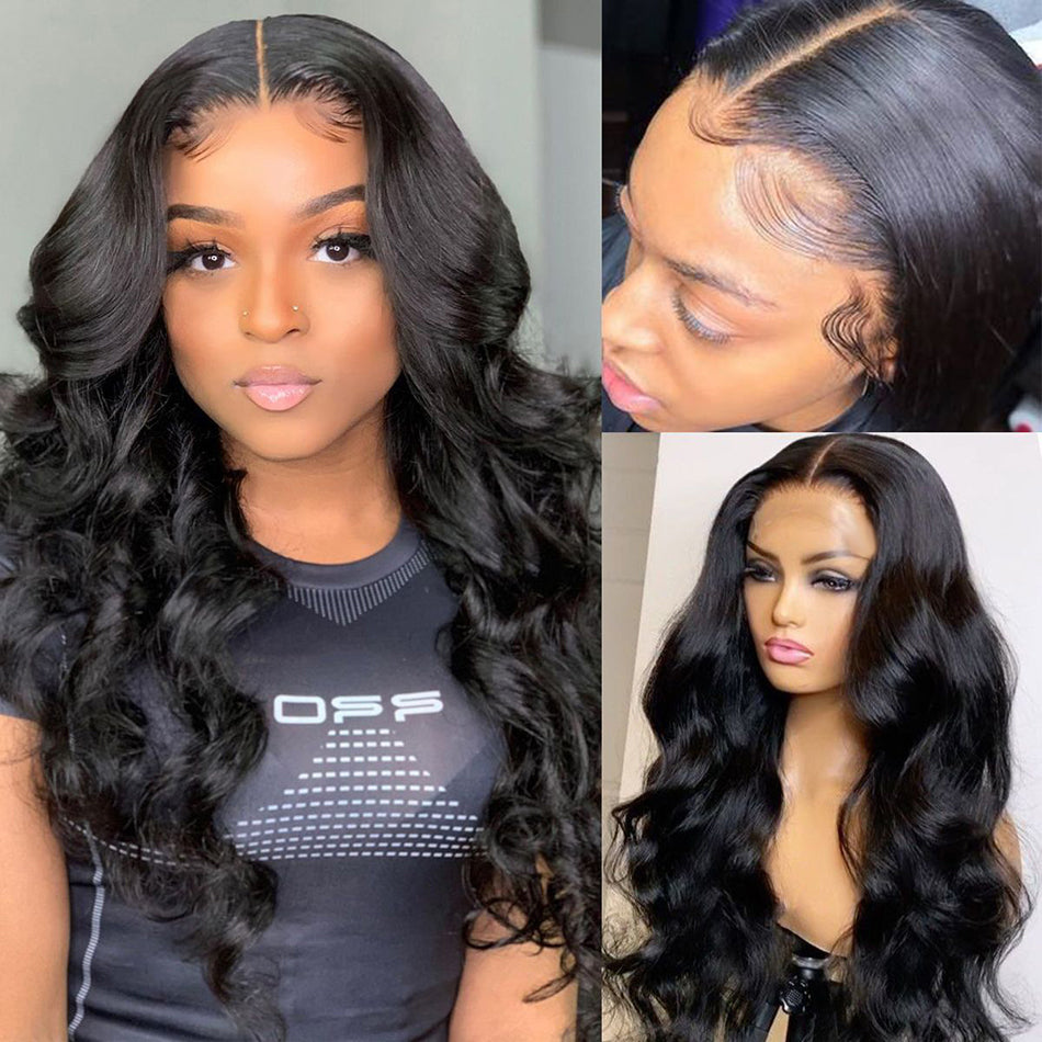 Body Wave Glueless Pre-Cut 4*4 Lace Closure Wig Human Hair Natural Color