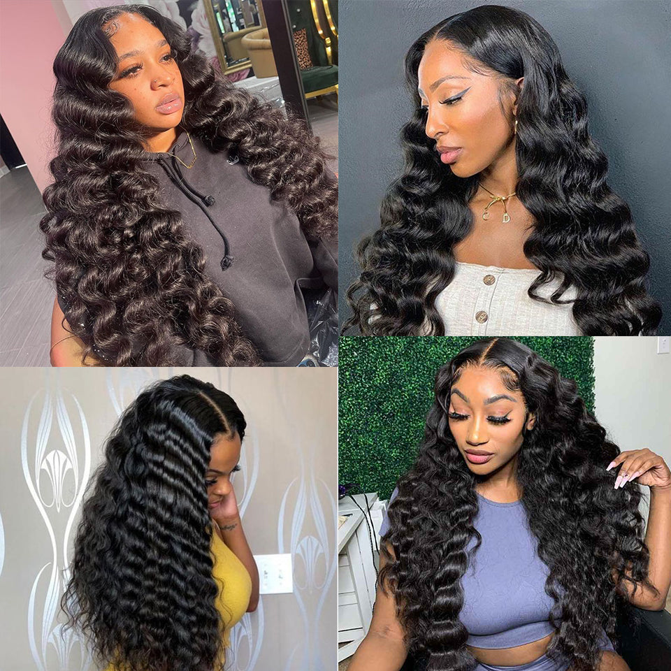 Loose Deep Wave Natural Color Remy Human Hair 3 Bundles With 4*4 Lace Closure