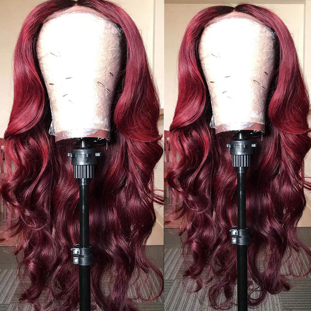 Ronashow 99J Burgundy Body Wave 13*4 Lace Frontal Wig