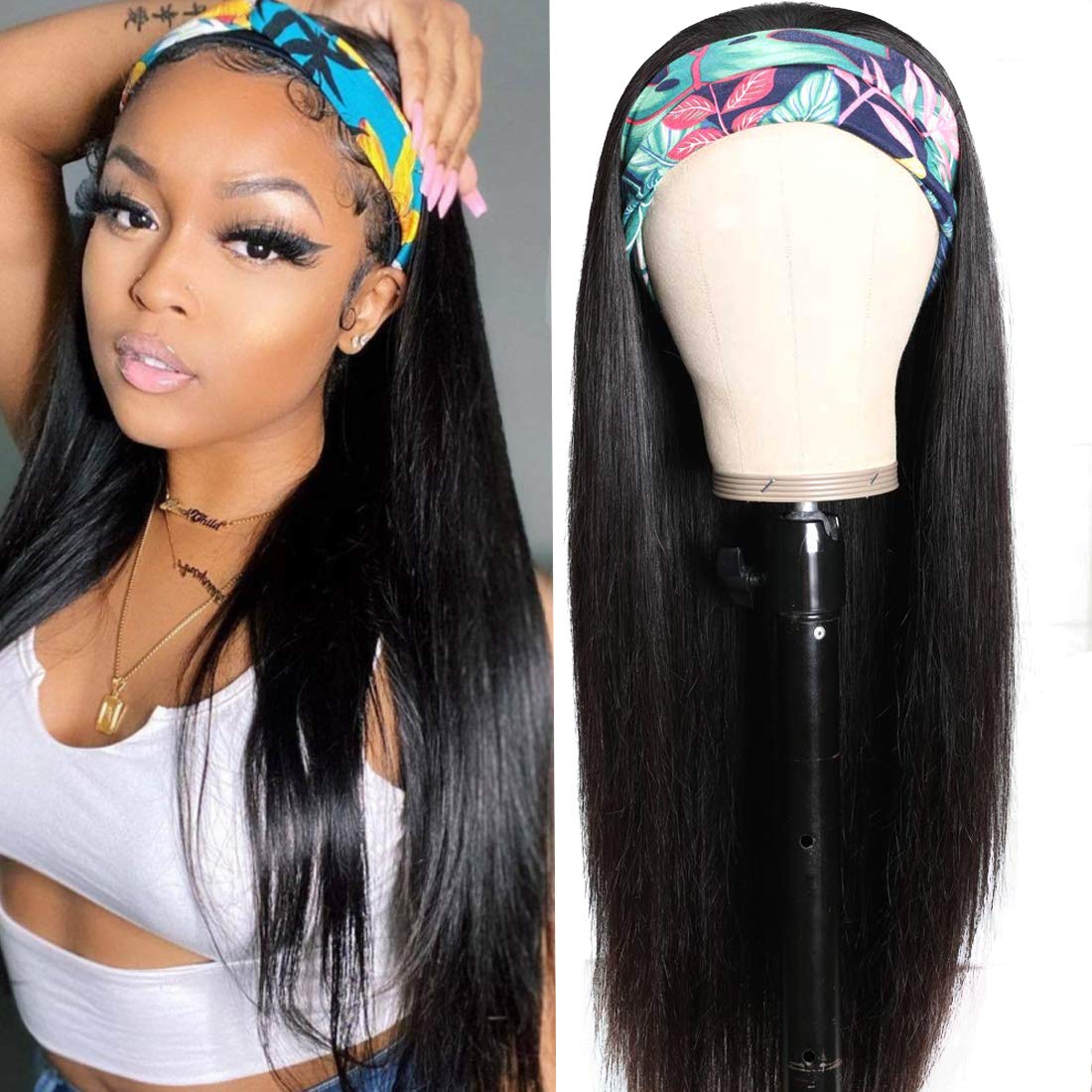 Straight Remy Human Hair Headband Wig Friendly For Beginner