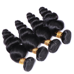 Loose Wave Natural Color Remy Human Hair 4 Bundles With 4*4 Lace Closure