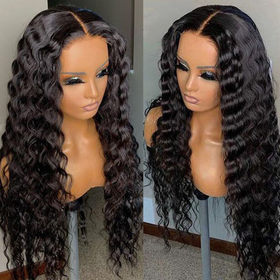 Ronashow 13*4 Lace Frontal Wig Loose Deep Wave Natural Color Human Hair Wig