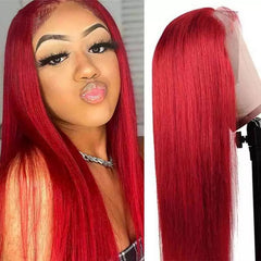 Ronashow Red Color Straight 13x4 Lace Front Wig