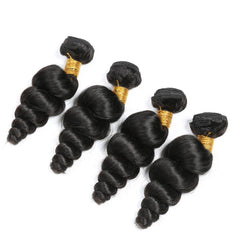 Loose Wave Natural Color Remy Human Hair 4 Bundles With 4*4 Lace Closure