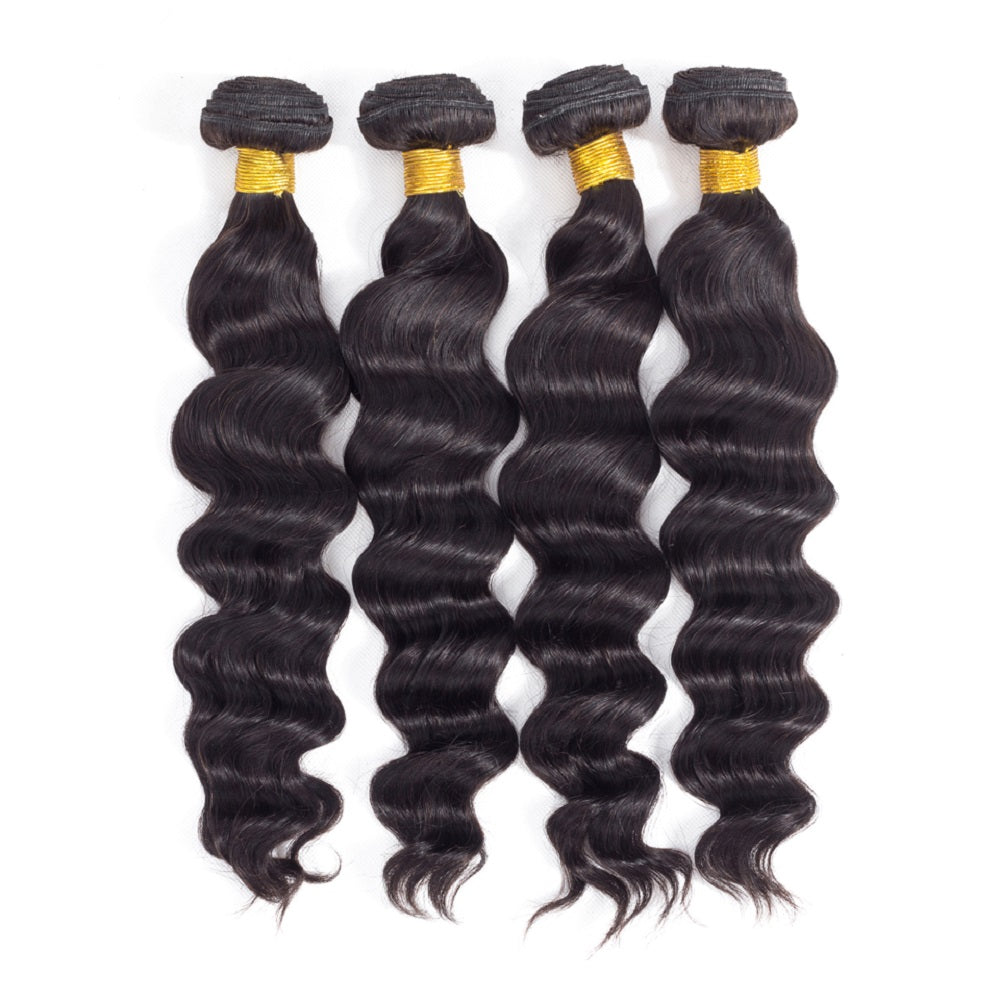 Loose Deep Wave Natural Color Remy Human Hair 4 Bundles