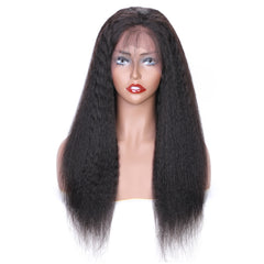 Ronashow Human Hair 13*4 Lace Front Wig Kinky Straight Natural Color Wig