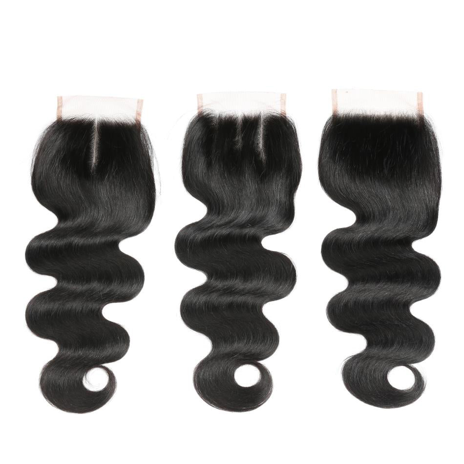 Body Wave Remy Human Hair 4 Bundles With 4*4 Lace Closure