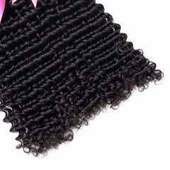 Deep Curly Remy Human Hair 3Pcs Bundles With 4*4 Lace Closure