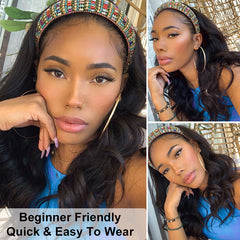 Body Wave Remy Human Hair Headband Wig Friendly For Beginner