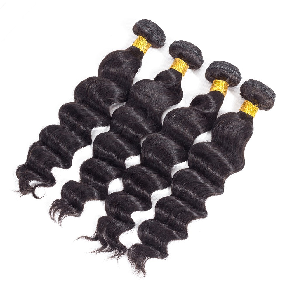 Loose Deep Wave Natural Color Remy Human Hair 4 Bundles