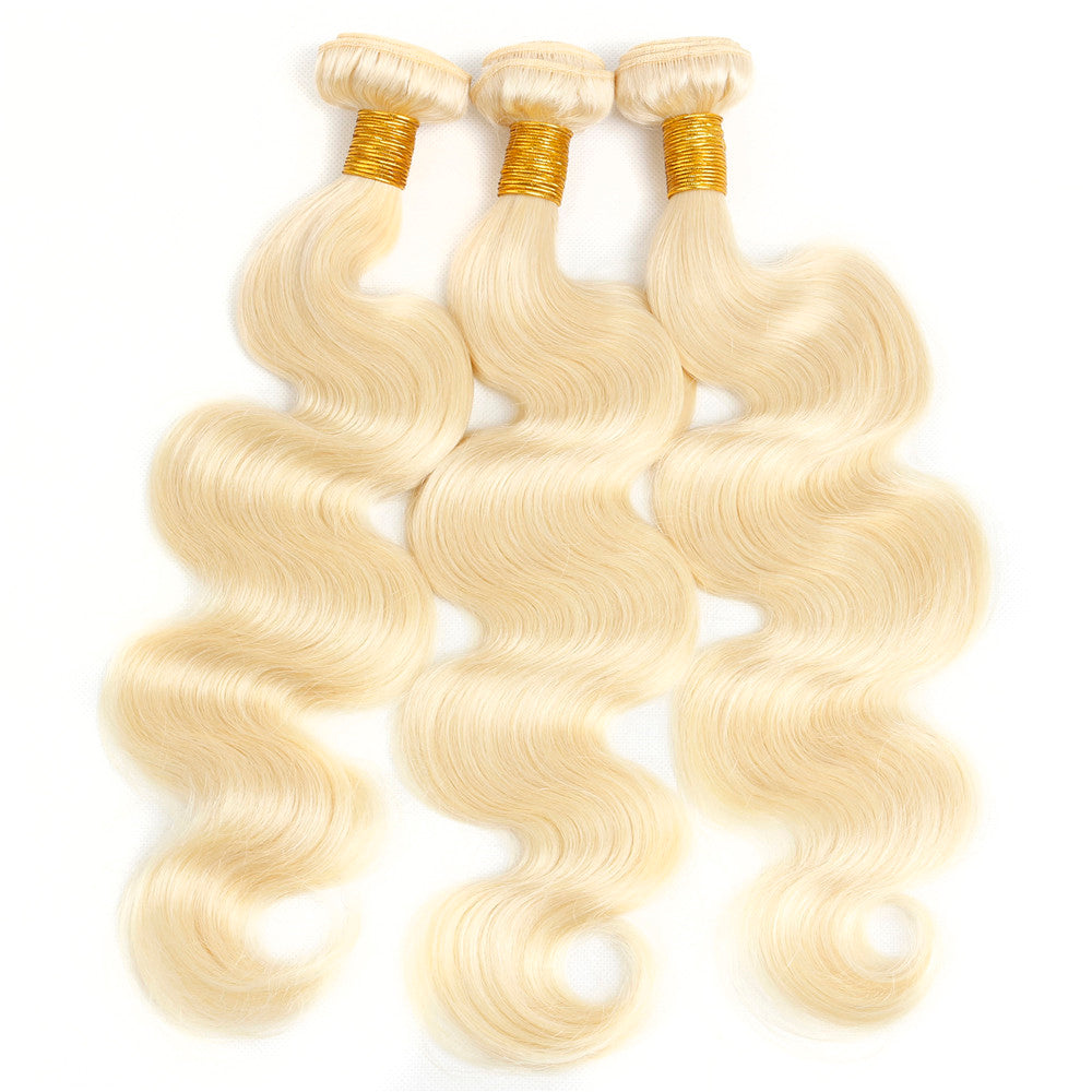 Blonde Color 3 Bundles With 4*4  Lace Closure Body Wave Remy Human Hair