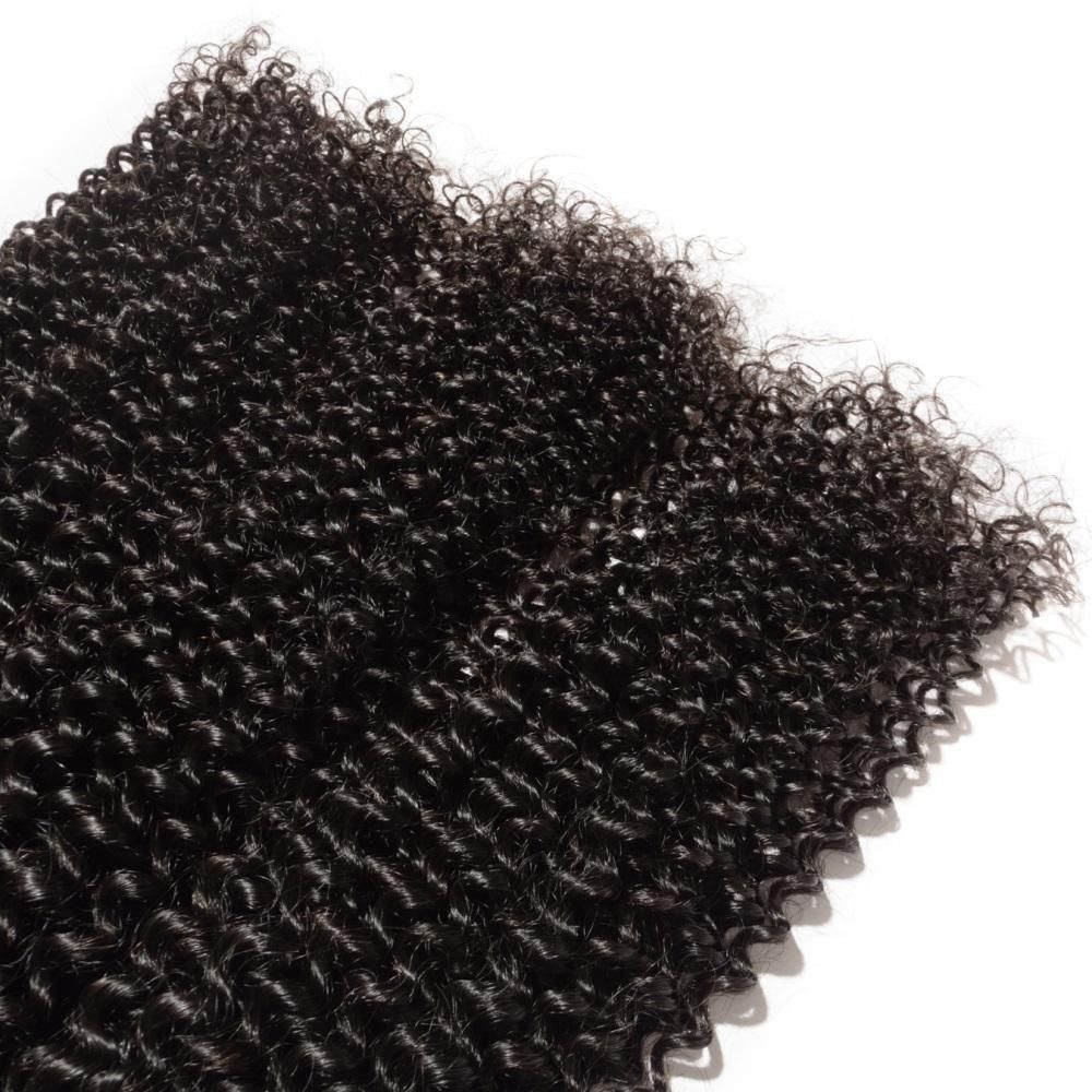 Kinky Curly Remy Human Hair 3 Bundles With 4*4 Lace Closure