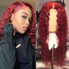 Ronashow 99J Burgundy Deep Wave 13*4 Lace Front Wig