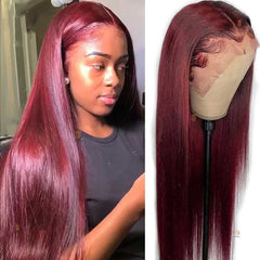 Ronashow 99J Burgundy Straight 13*4 Lace Frontal Wig