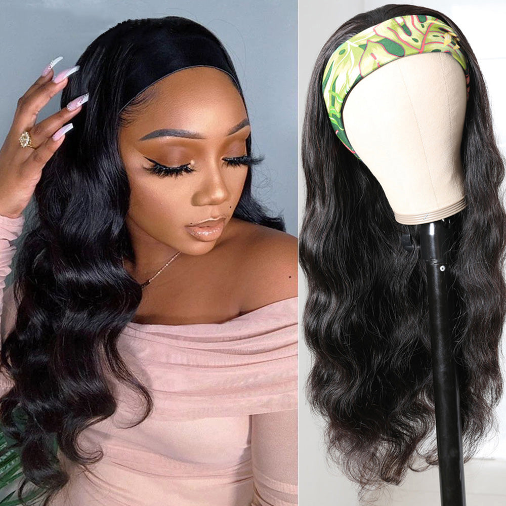 Body Wave Remy Human Hair Headband Wig Friendly For Beginner