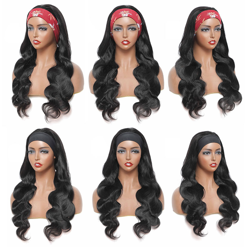 Body Wave Remy Human Hair Headband Wig Friendly For Beginner