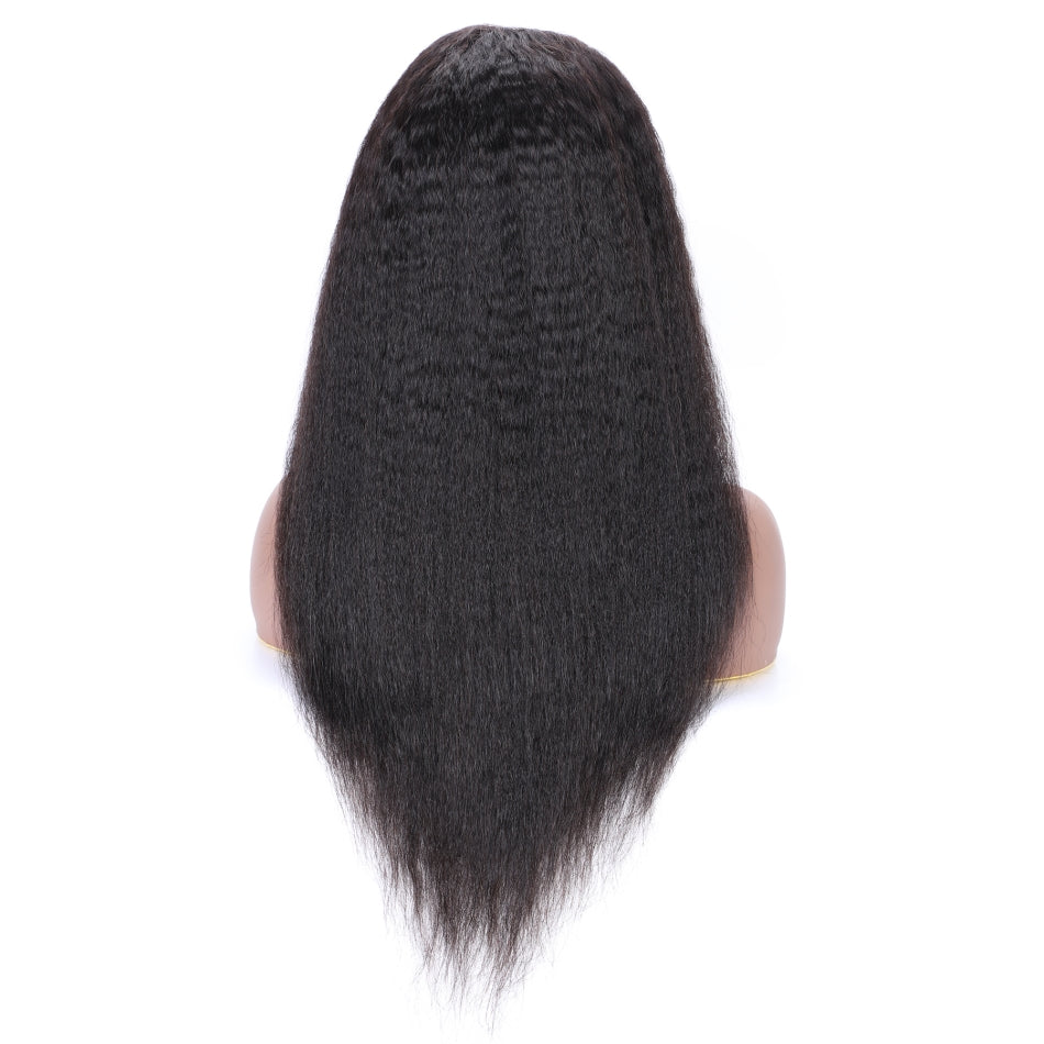 Ronashow Human Hair 13*4 Lace Front Wig Kinky Straight Natural Color Wig