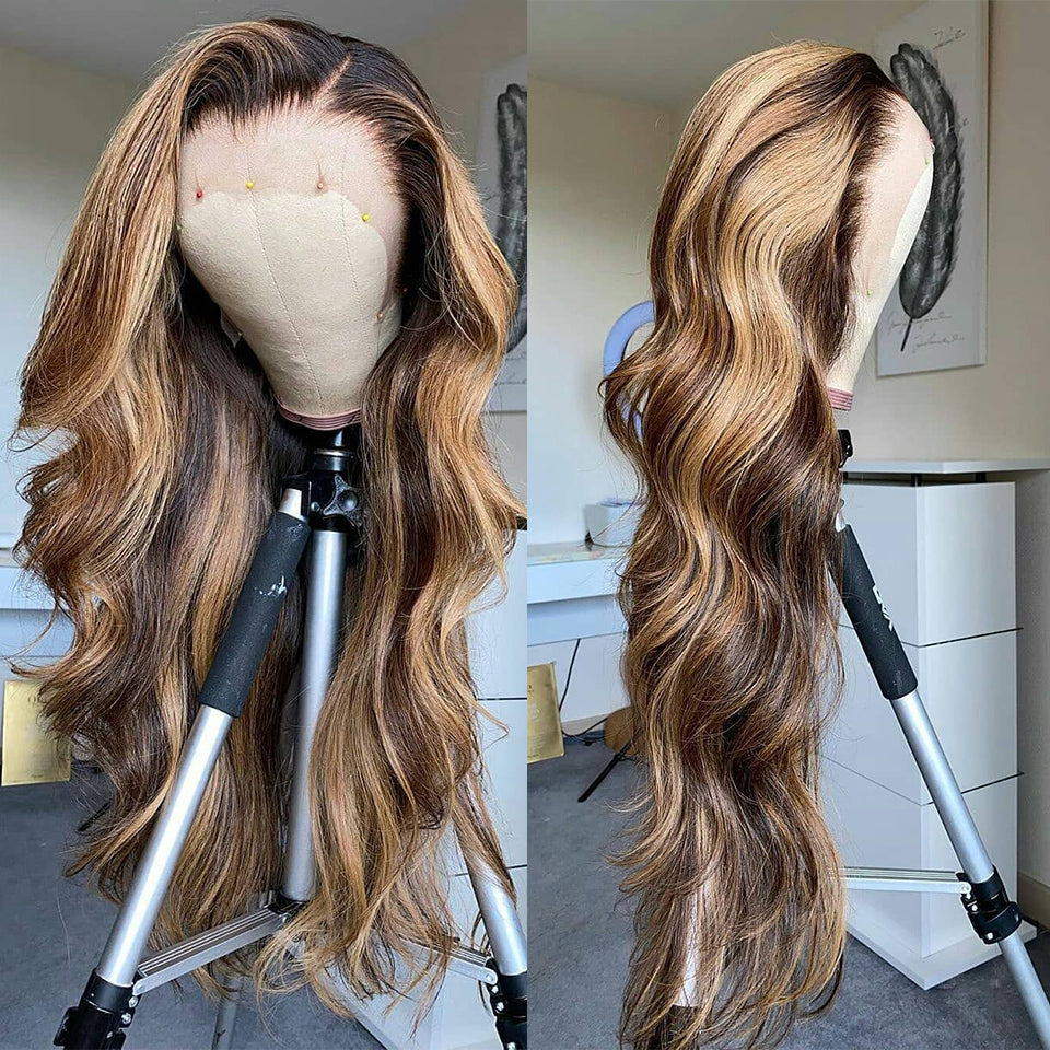 Ombre 4/27 Highlight Body Wave 13*4 Lace Frontal Wig