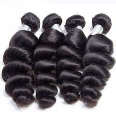 Loose Wave Remy Human Hair 3 Bundles With 4*4 Lace Closure