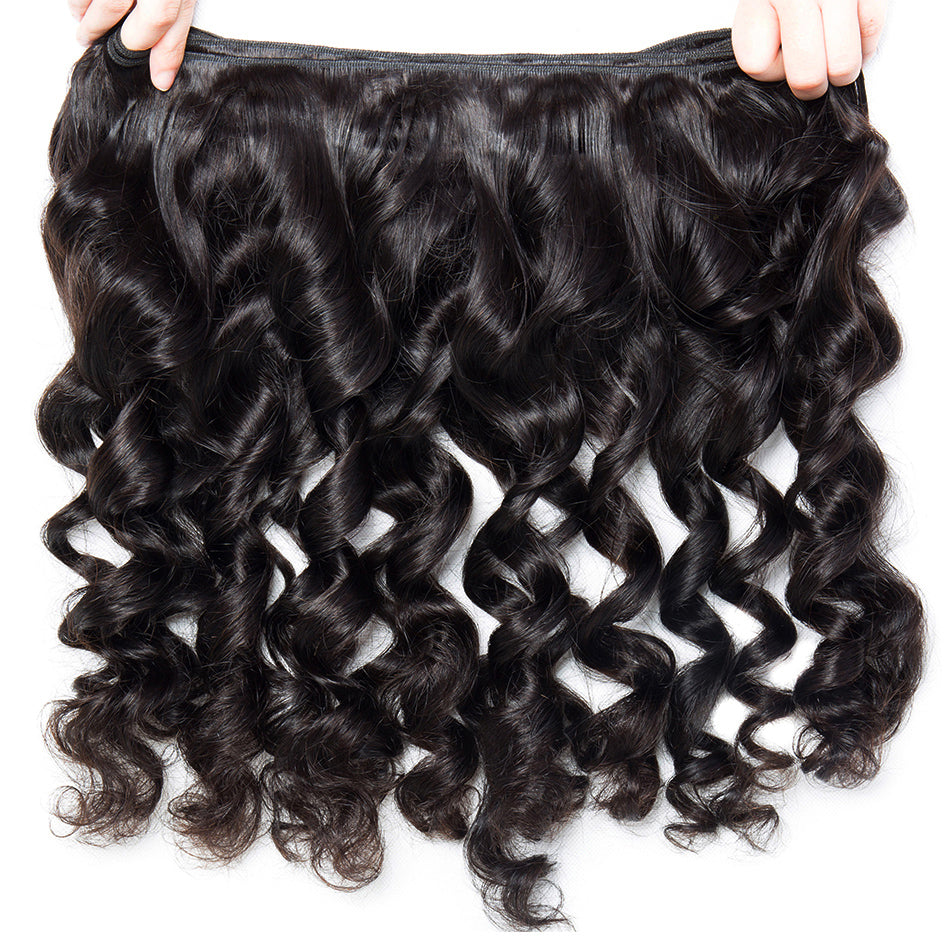 Loose Wave Natural Color Remy Human Hair 4 Bundles With 4*4 Lace Closure