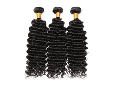 Deep Wave Remy Human Hair 3 Bundles With 4*4 Lace Closure