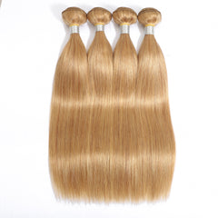 Honey Blonde Color Straight Remy Human Hair 4 Bundles