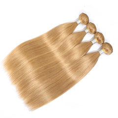 Honey Blonde Color Straight Remy Human Hair 4 Bundles