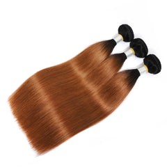 Ombre Dark Roots 1B/30 Color Straight Remy Human Hair 3 Bundles