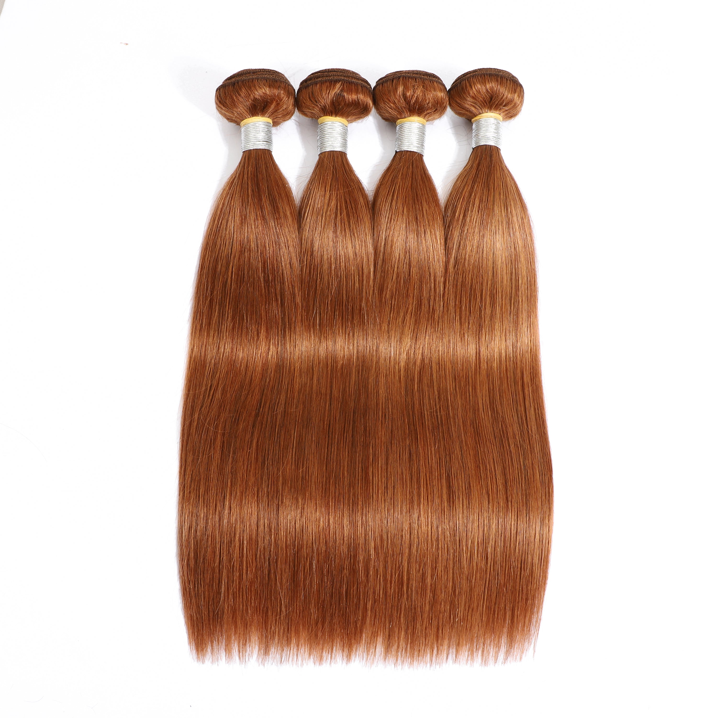 Medium Auburn Color Straight Human Hair with 4 Bundles