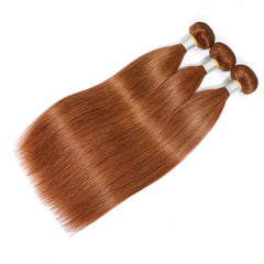 Medium Auburn Color Straight Remy Human Hair 3 Bundles