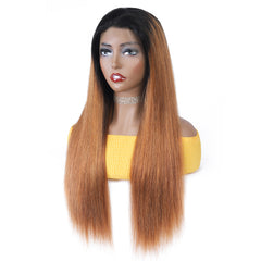 Ronashow Ombre Color Dark Roots 1B/30 Straight 13*4 Lace Frontal Wig