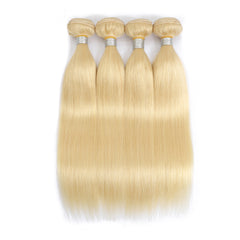 Blonde Color Straight Remy Human Hair 4 Bundles