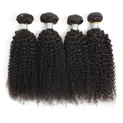 Kinky Curly Natural Color Remy Human Hair 4 Bundles