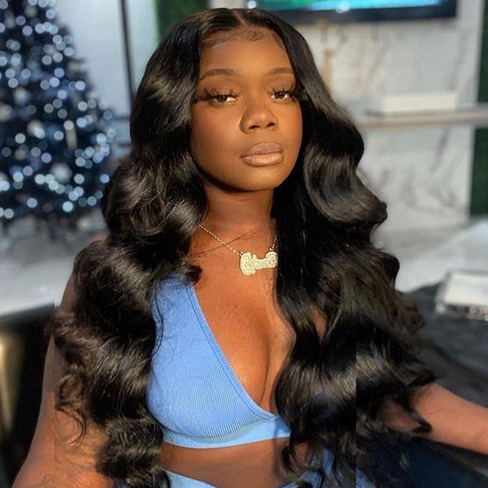 Ronashow 13*4 Lace Frontal Wig Human Hair Loose Wave Natural Color Wig